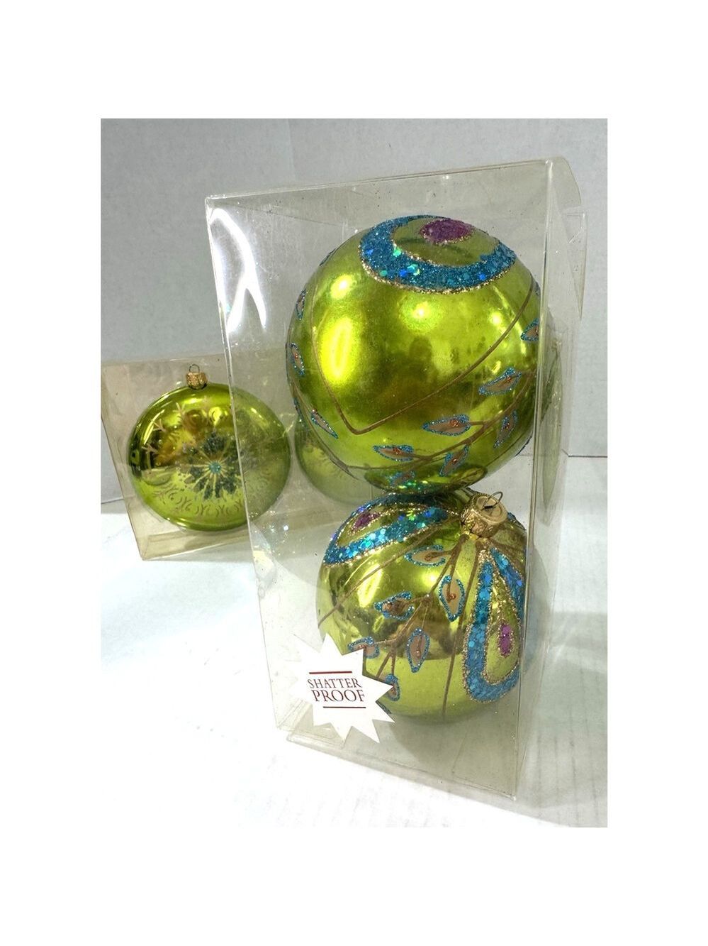 Lot of 20 Hobby Lobby + Home Goods Glass Christmas Ornaments Green Gold Silver - Picture 9 of 13